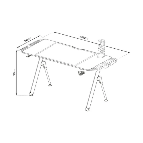 Herní stůl Falcon 1.4 černý moderní s držákem na sluchátka a USB stojanem Intesi