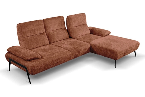 Moderní rohová sedačka do obýváku Rasmus terakota pravá s polohovatelným opěradlem Intesi