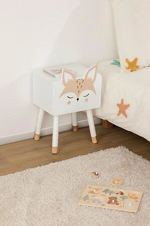 Dětský noční stolek Fox bílý dřevěný z MDF Atmosphera do dětského pokoje