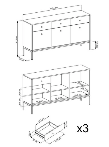 Velká komoda Evora tmavě modrá