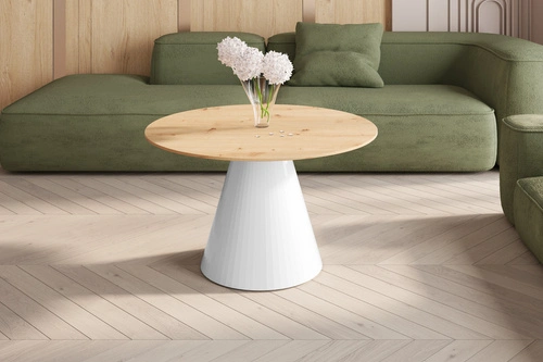Konferenční stolek Ayden kulatý 80 cm do moderního obývacího pokoje bílý