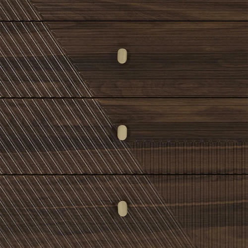 Komoda Tiffany s drážkovanými zásuvkami, ořech, 60 cm, klasická na nožkách do obýváku Intesi