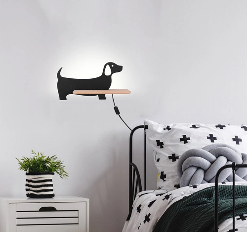 Nástěnné svítidlo Psí lampa 5W LED 4000K iq kids s drátem černá