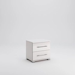 Noční stolek Intesi Flory 55 cm bílý lesk se 2 zásuvkami – moderní design do ložnice
