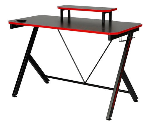 Herní stůl Viktor černý s nástavcem a držákem na hrnek moderní pracovní Intesi 120x60