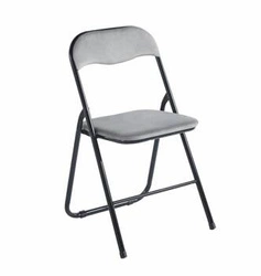 Skládací čalouněná židle samet šedá Amun Velvet Intesi do kuchyně na kovových nohách