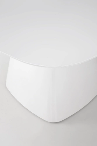 Bílý čtvercový jídelní stůl Tasmani Intesi moderní na jedné noze MDF lesk