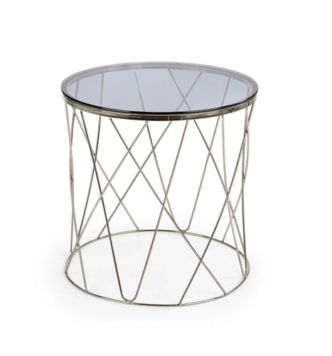 Konferenční stolek Borda kulatý skleněný chrom moderní do obýváku 55 cm Intesi
