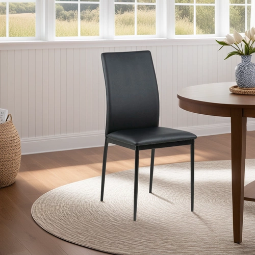 Čalouněná jídelní židle Demina Actona černá ekokůže moderní na kovových nohách