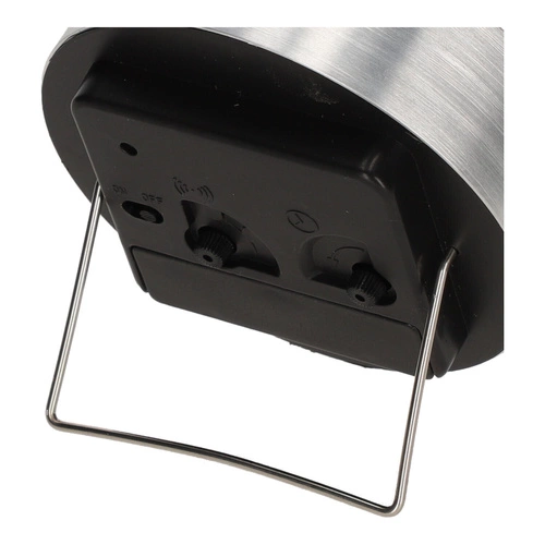 Stříbrný moderní budík Quazi stolní hodiny do ložnice a kanceláře průměr 9 cm Intesi