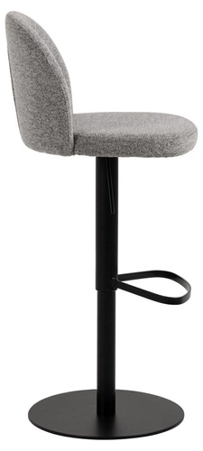 Šedá čalouněná barová židle s opěrkou, otočná a výškově nastavitelná k kuchyňskému ostrůvku Actona