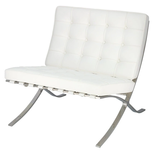 Relaxační křeslo BA1 inspirované Barcelona do obýváku bílá ekokůže moderní glamour