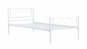Kovová postel Muriel bílá 90x200 do ložnice nebo studentského pokoje skandinávský styl s roštem