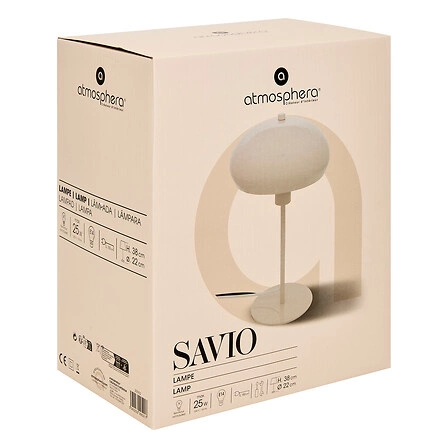 Stolní lampa Savio bílá moderní do ložnice a obýváku Atmosphera kovová 38 cm