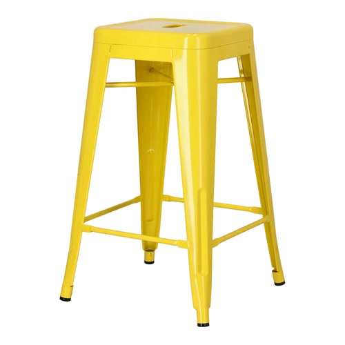 Barová stolička Paris 66 cm žlutá kovová bez opěradla industriální k kuchyňskému ostrůvku inspirovaná Tolix