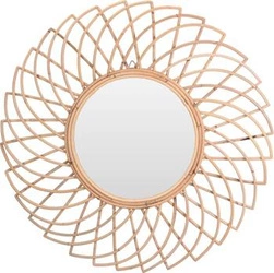 Kulaté boho zrcadlo Intesi Burgos z ratanu na stěnu do předsíně a obýváku 90 cm