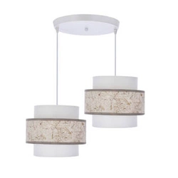 Calmi bílá talířová závěsná lampa 2x40W E27 stínidlo bílá+béžová