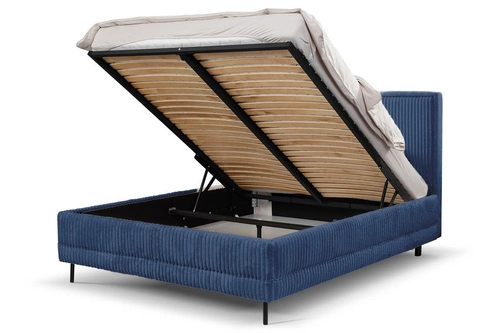 Čalouněná postel Foggy 160x200 modrá s úložným prostorem moderní do ložnice