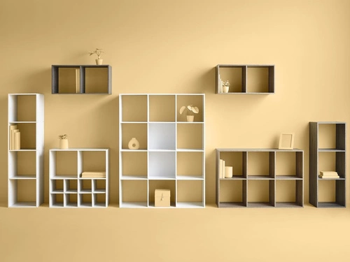 Knihovna do obýváku Kali 3 police moderní modulární přírodní MDF 100,5 cm