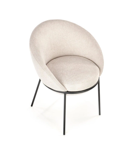 Čalouněná židle Eggy Intesi béžová s područkami na černých nohách do jídelny a obýváku