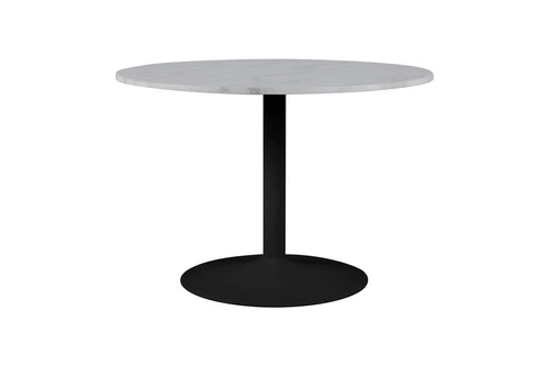 Jídelní kulatý stůl z bílého mramoru s černou podnoží Actona Tarifa moderní 110 cm