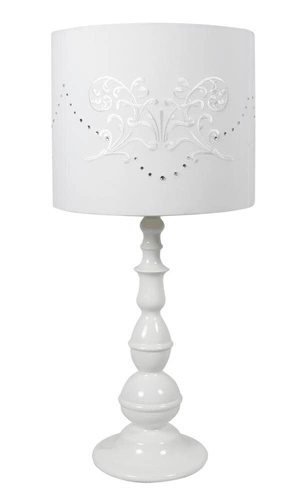 Noční lampička do ložnice Lans bílá klasická s látkovým stínidlem moderní stolní lampa 53 cm