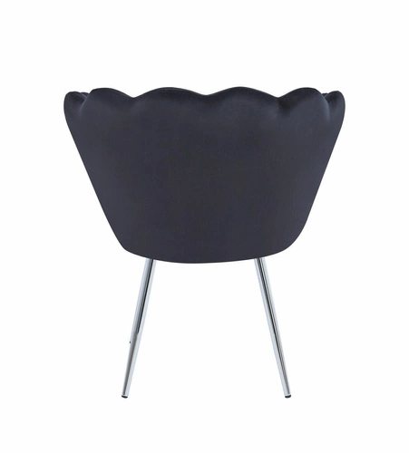 Čalouněná jídelní židle Fiona VIC ve tvaru mušle, sametová černá s područkami, glamour do obýváku