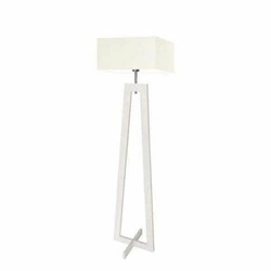 Stojací lampa JAWA dřevěná s ecru stínidlem moderní do obýváku a ložnice Lysne