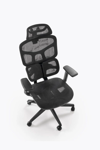 Ergonomická kancelářská židle Marac černá otočná s opěrkou hlavy a síťovaným opěradlem Intesi