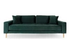 Sedačka Lido 3místná skandinávská lahvově zelená sametová s područkami do obýváku Intesi
