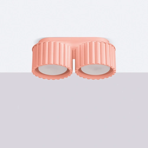 Stropní svítidlo AURA 2 růžové kulaté moderní do obýváku a kuchyně hliník GX53