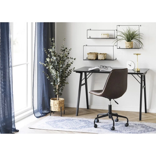 Sada 3 nástěnných polic Ulmo černý kov loft do obýváku a studentského pokoje Intesi