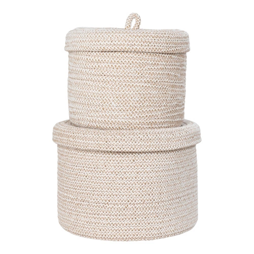 Dekorační koše Sebal sada 2 ks béžové bavlněné úložné koše