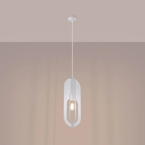 Moderní bílý závěsný lustr NICUS 1 do obýváku, jídelny nebo kuchyně kovový 140 cm