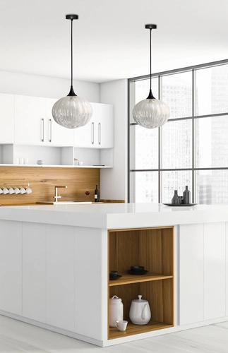 Závěsné svítidlo koule Exeter 24 cm černé moderní do jídelny a obýváku Ledea