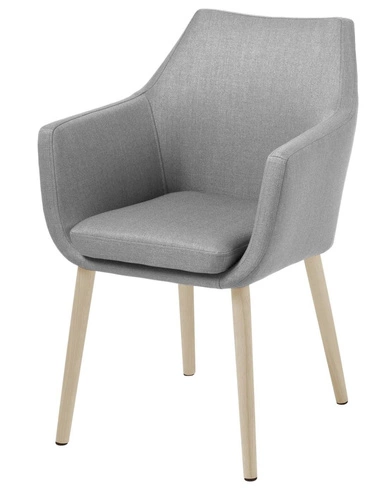 Čalouněná jídelní židle Nora Actona šedá s područkami na dubových nohách