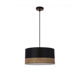 Závěsná lampa Porto černá 1x60W E27 stínidlo černá+hnědá