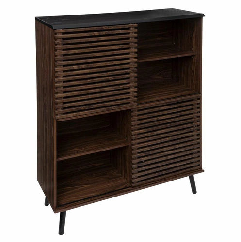 Vysoká hnědá komoda Asmar s policemi na nožkách do obýváku a ložnice 100 cm moderní