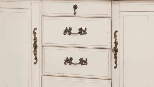 Komoda Oreil 4 zásuvky, 2 dvířka krémová