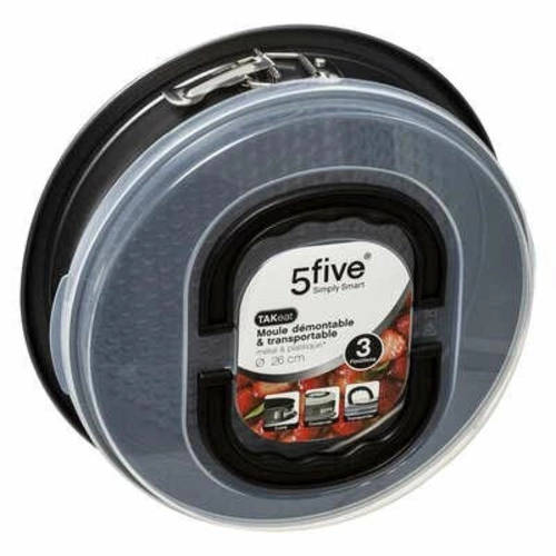 Forma na dort Takeat 26 cm s transportním víkem, široké dno, klasická šedá 5five