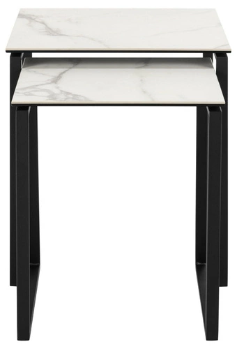 Sada 2 konferenčních stolků Katrine Akranes bílý mramor loft moderní čtvercové do obýváku