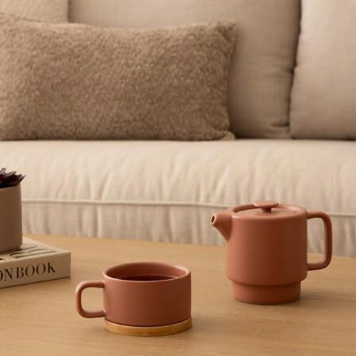 Keramická konvice na čaj s nerezovým sítkem Nature 5five simply smart červená