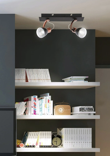 Moderní stropní svítidlo Markus černé s měděnými detaily do obýváku a jídelny 2zdrojové