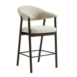 Barová židle Elk čalouněná skandinávská k kuchyňskému ostrůvku písková s opěrkou