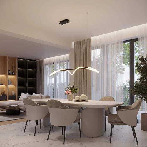 Moderní závěsné svítidlo GALAKSE 84 černé LED s nastavitelnou výškou do obývacího pokoje a jídelny Thoro