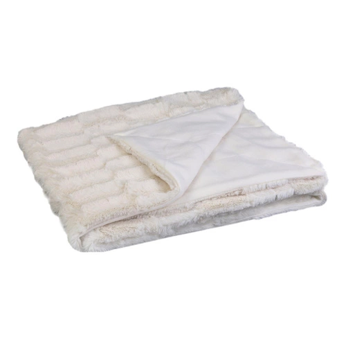 Bílá hebká fleecová deka na pohovku a postel s úchytem Intesi 120x150
