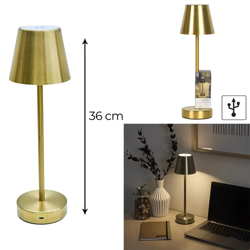 Noční LED lampička Casablanca zlatá dotyková se stmívačem 36 cm