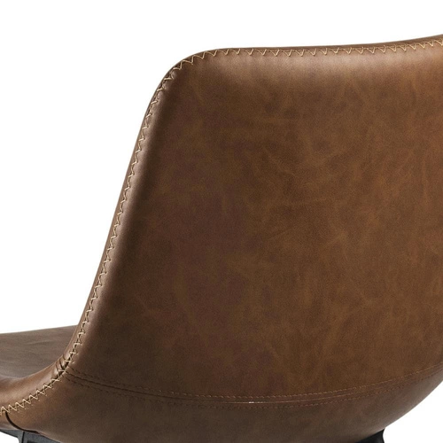 Barová židle Oregon Actona industriální s opěrkou, hnědá ekokůže, do kuchyně a k ostrůvku, 76,5 cm