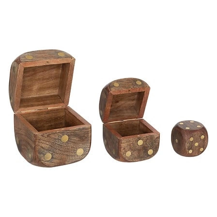 Sada 3 dekorativních kostek Roger mangové dřevo