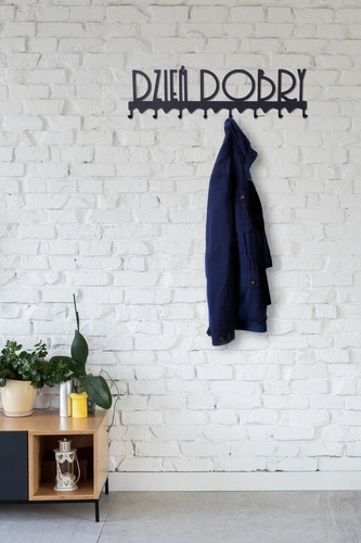 Černý kovový nástěnný věšák do předsíně Dzień dobry 02 Intesi moderní 60 cm